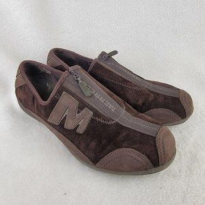 Merrell Arabesque Espresso Brown Suede Leather Zipper Slip On Shoes Size 7.5